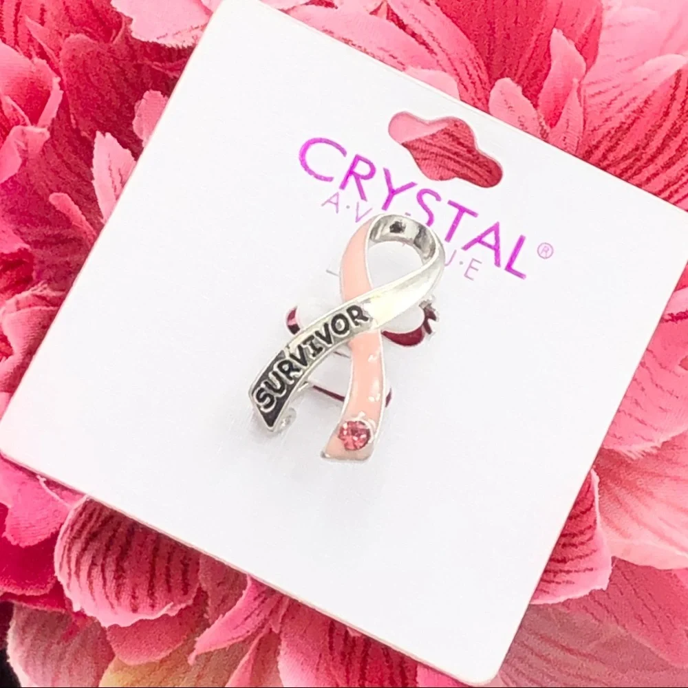 🌼 SURVIVOR Pink Ribbon Breast Cancer Brooch Pin